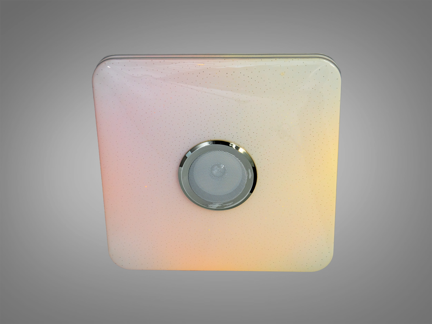 Квадратний світильник з плавним переходом кольорів, ідеальний для створення затишної атмосфери в спальні.