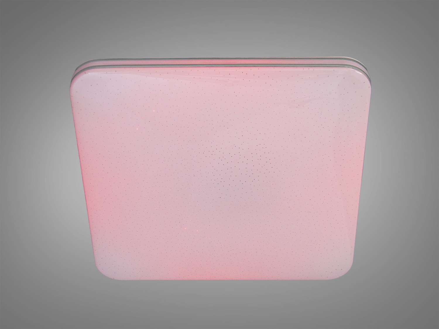 Квадратна стельова світлодіодна лампа, випромінює рожеве світло, ідеальна для створення атмосфери в приміщенні.