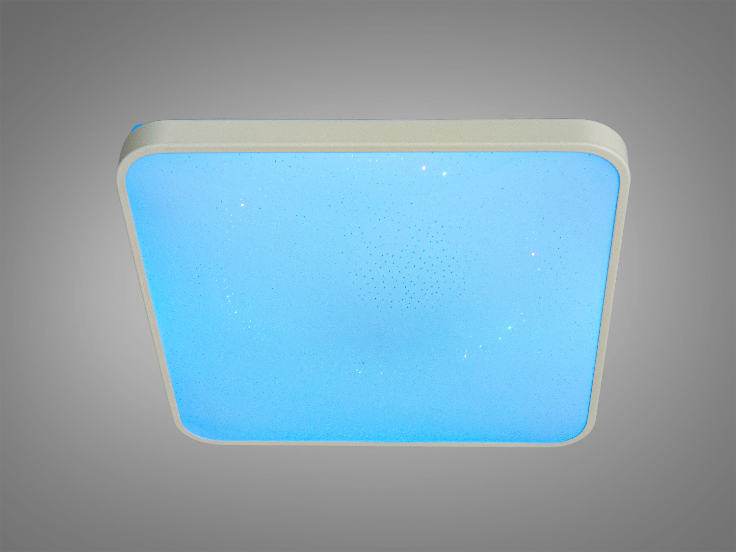 Стельовий світильник квадратної форми з яскравим блакитним світлом, ідеальний для офісного простору.