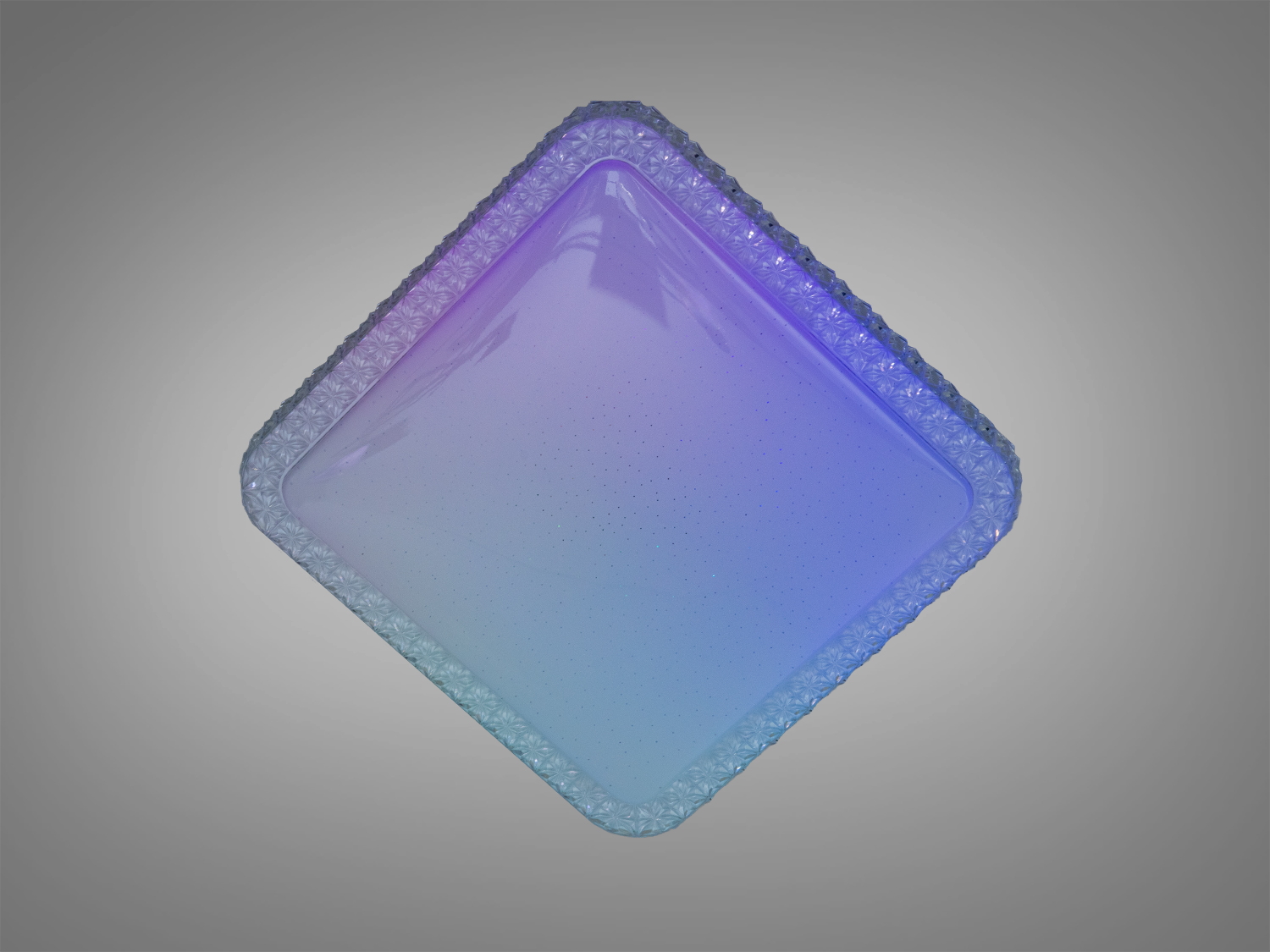 Діамантова форма стельової лампи з кольоровим підсвічуванням, кристалічний візерунок. Підходить для створення атмосфери.