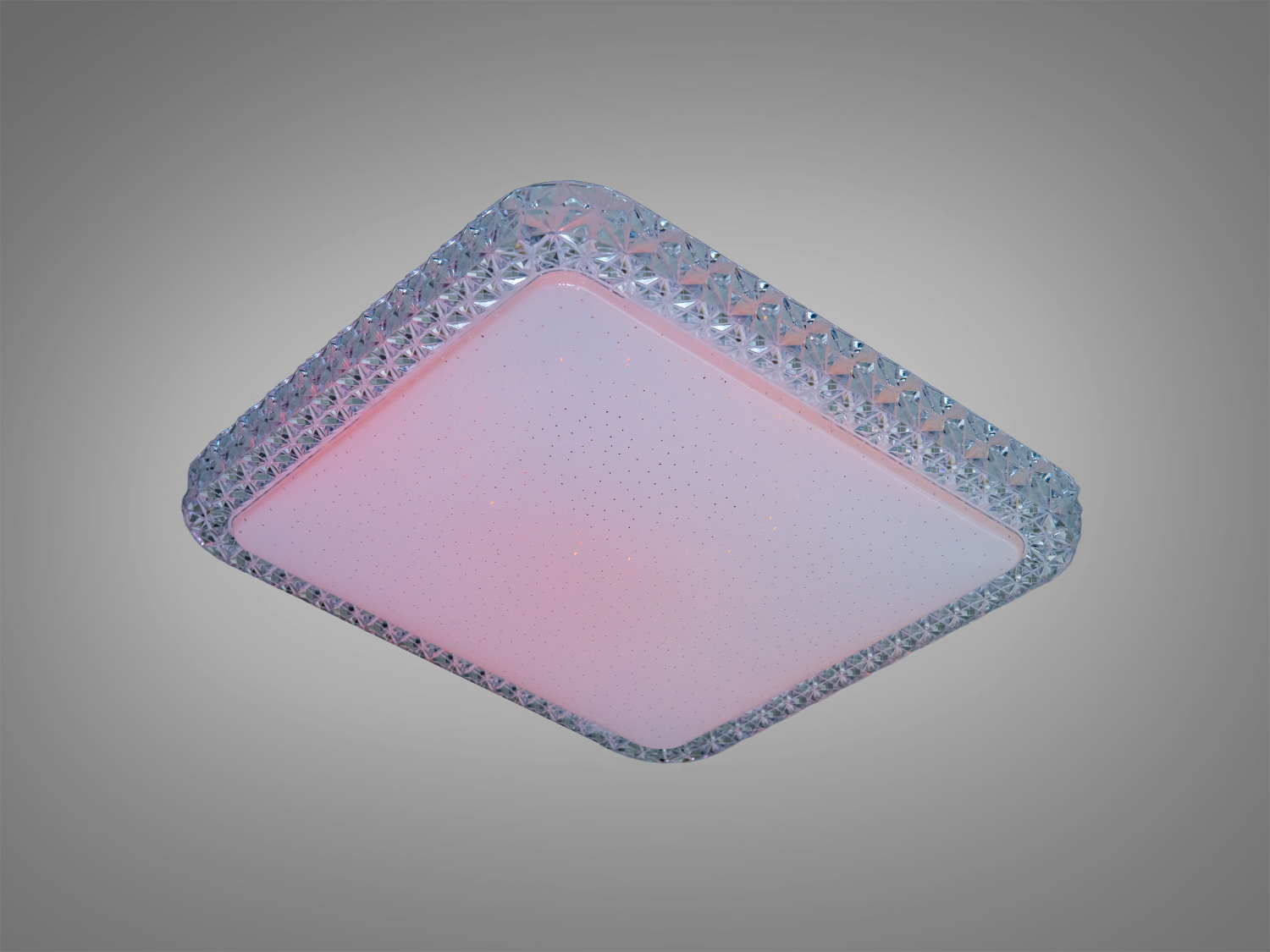 Стельова лампа з рожевим підсвічуванням, квадратна форма, кристалічний візерунок. Ідеальна для романтичного настрою.