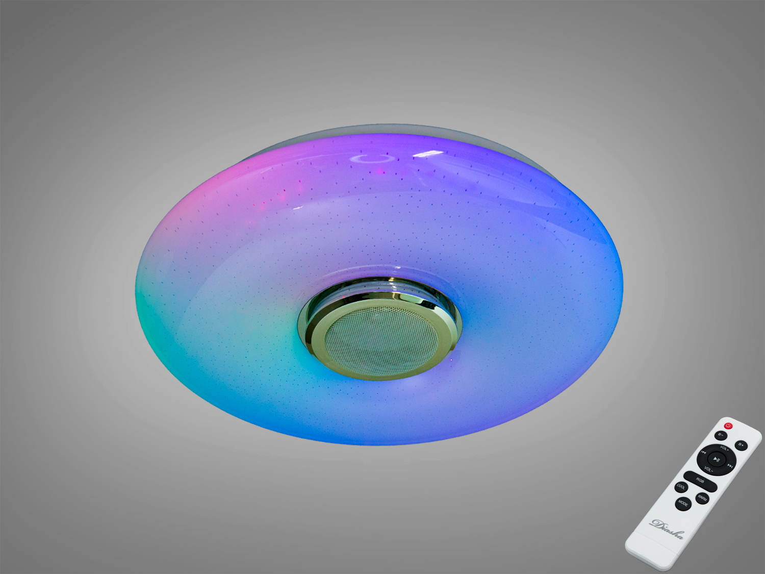 Розумна стельова люстра 70 Вт з RGB і Bluetooth‑колонкою. Керування TUYA Smart Life та пультом, підходить для кімнат до 12 м².