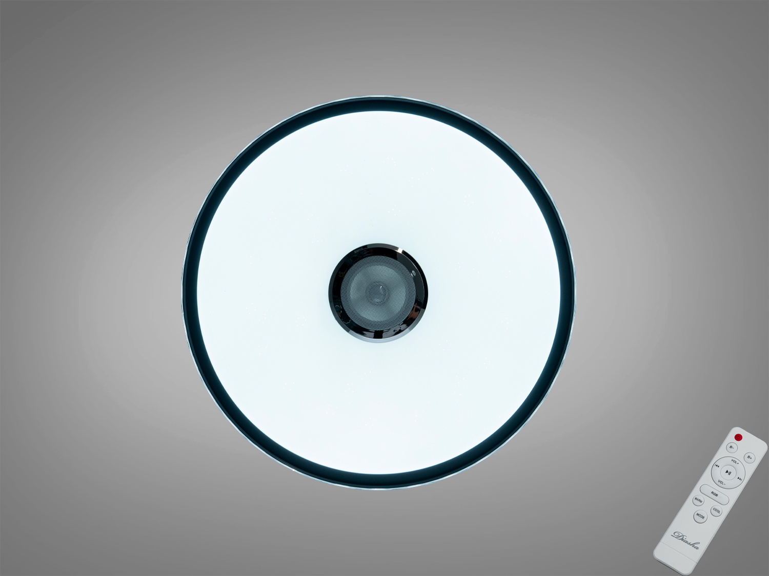 Біла смарт люстра 80 Вт з RGB і Bluetooth MP3. Керування через i-Link або пульт, таймер, музичні ефекти та підсвітка для кімнат до ≈14 м².