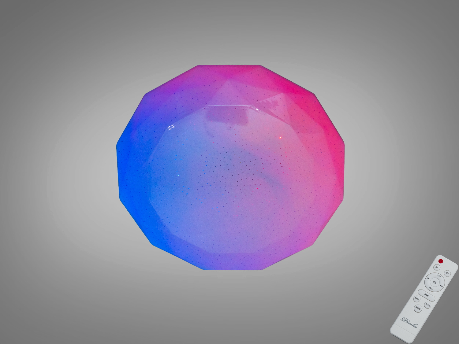 Стельова смарт люстра Diasha, 45 Вт, біла, RGB. Керування пультом і через додаток iLink. Рекомендована площа освітлення до 8 м².