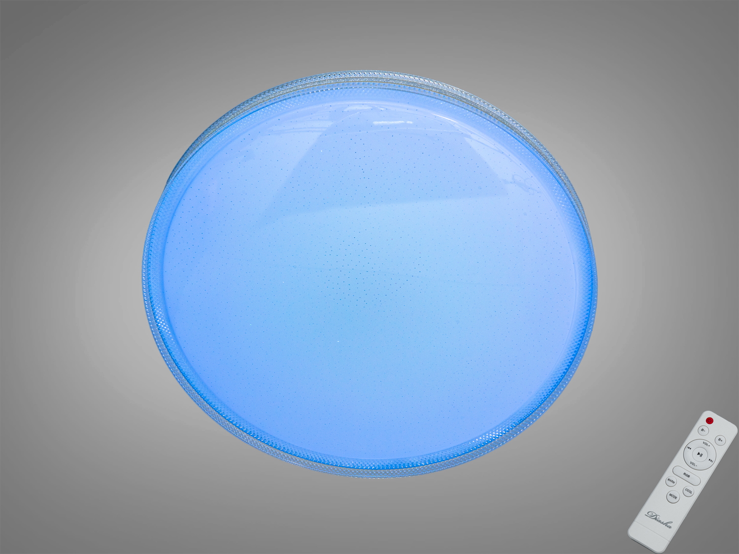 Біла стельова смарт LED люстра 80 Вт з RGB та керуванням через iLink і пульт. Підходить для кімнат до 14 м², поєднує основне світло та атмосферне підсвічування.