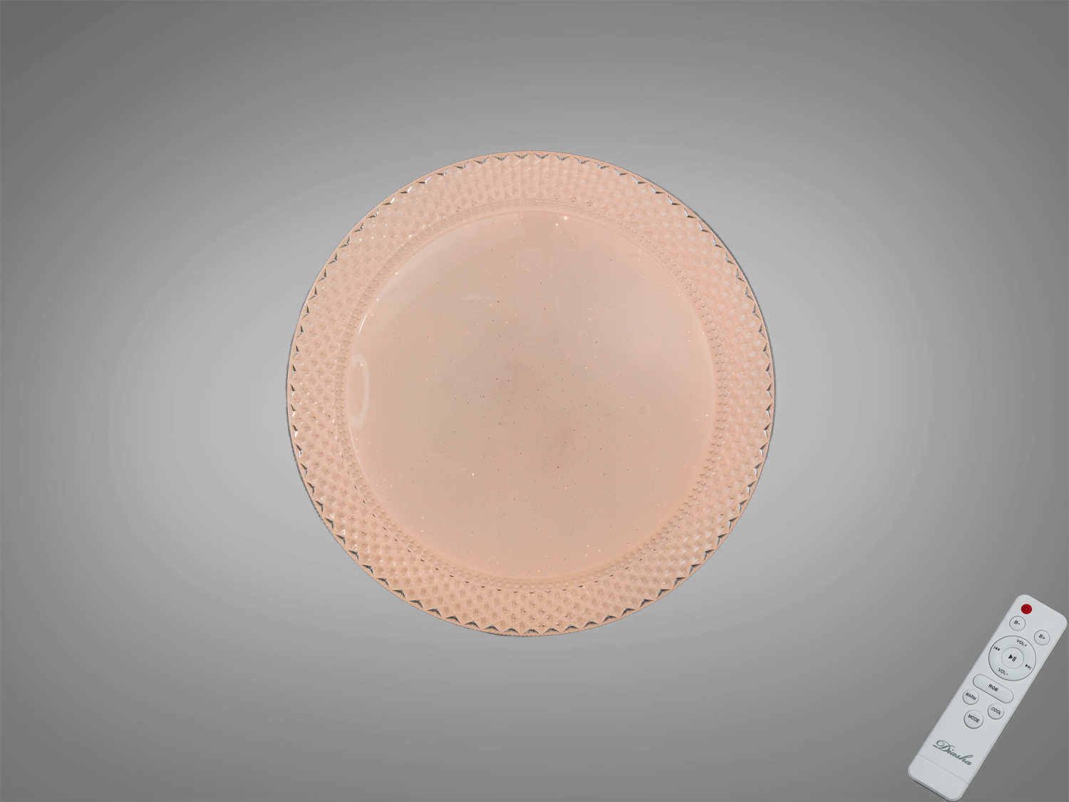 Смарт LED люстра Diasha, біла, 70 Вт для до 12 м². Керування пультом і через застосунок iLink, білий режим і RGB-підсвічування з окремими режимами переливань.