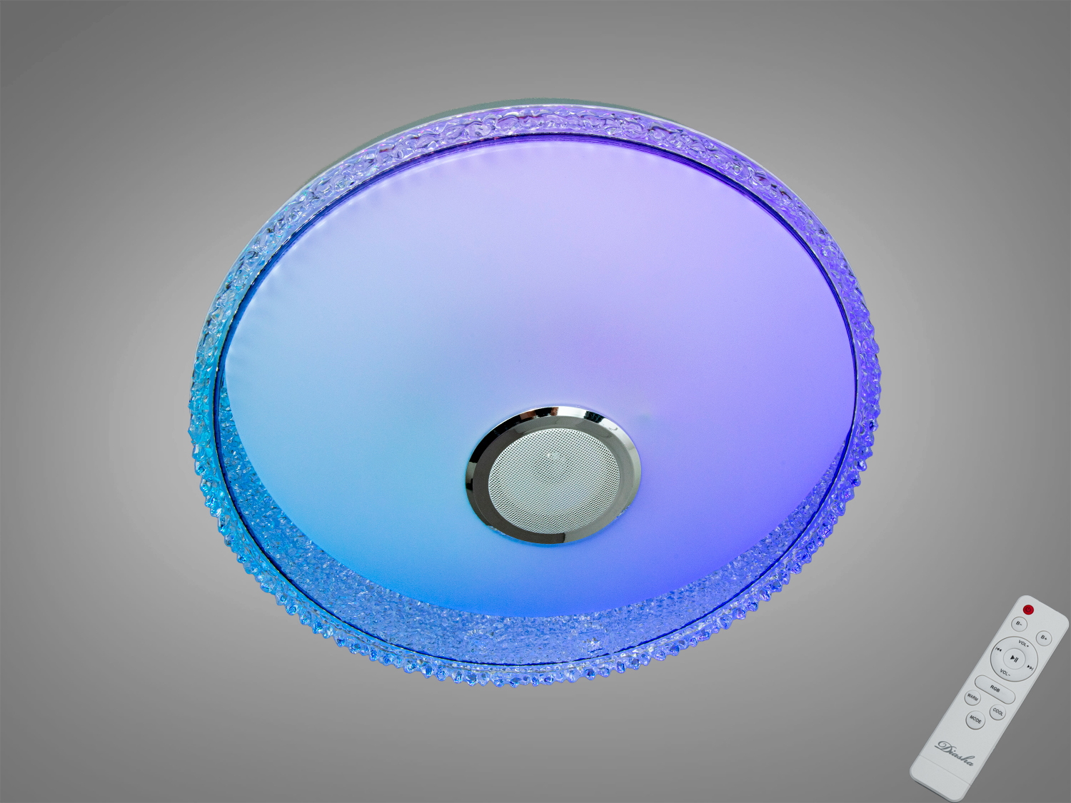 Смарт LED стельова люстра 80 Вт з RGB та Bluetooth-колонкою. Керування додатком i-Link і пультом. Підходить для кімнат до приблизно 15 м².