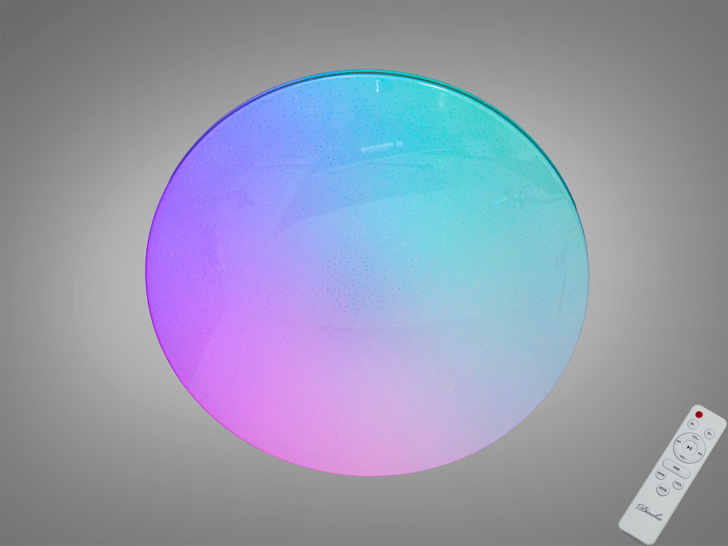 Кругла смарт LED люстра 80 Вт, біла, RGB з пультом і керуванням через застосунок iLink. Рекомендована площа освітлення — до 14 м².