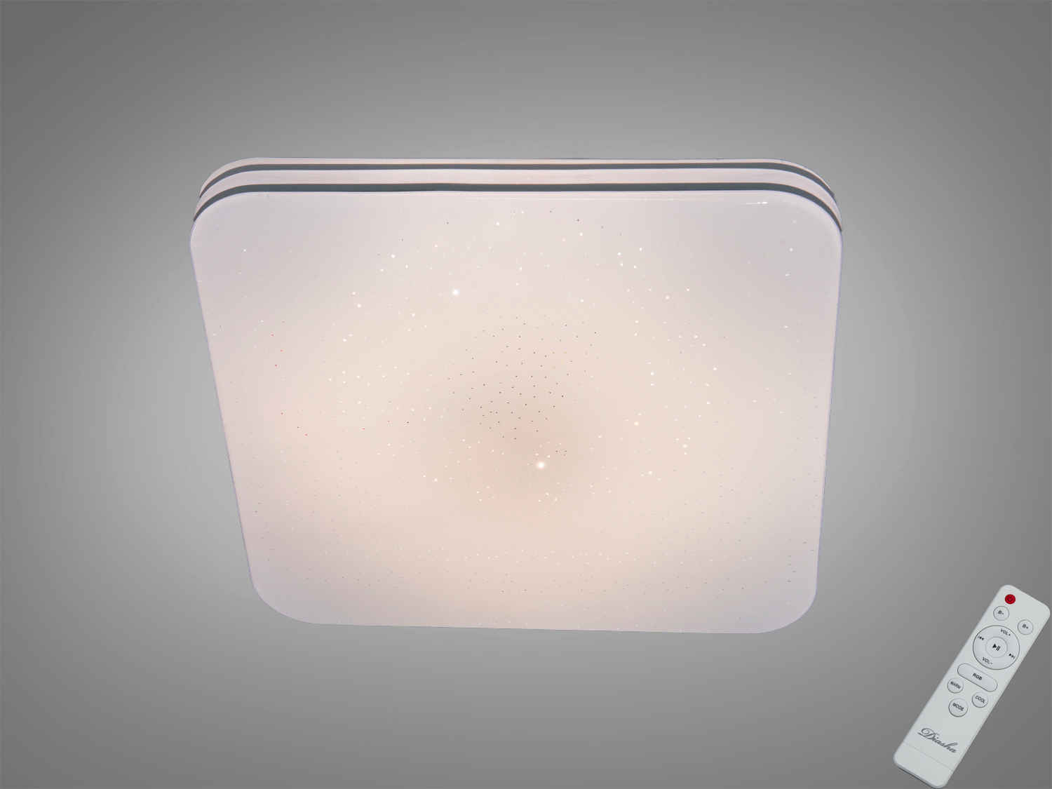 Смарт світлодіодна люстра 45 Вт, біла, 280×280 мм. Пульт і iLink, RGB підсвічування, рекомендовано для площі до 8 м² у спальнях, вітальнях, коридорах.