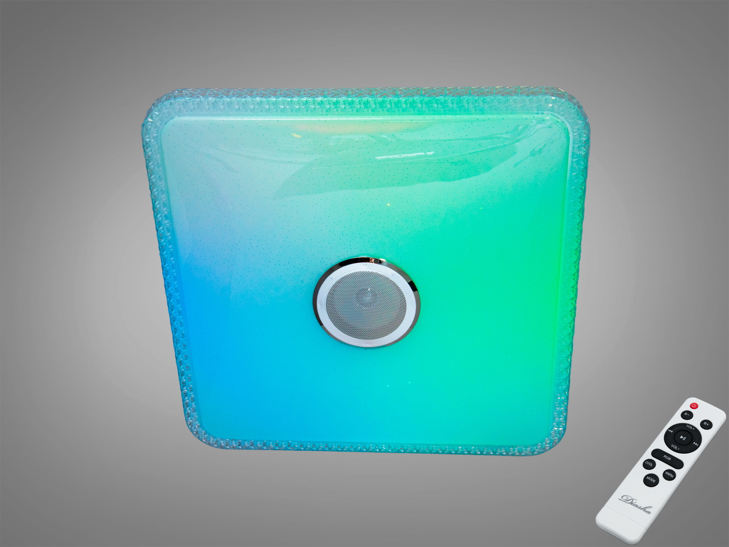 Стельова смарт люстра Diasha 80 Вт з RGB та вбудованою Bluetooth-колонкою. Керування через TUYA Smart Life і ПДУ, сцени, димування, музика та синхронізація світла.