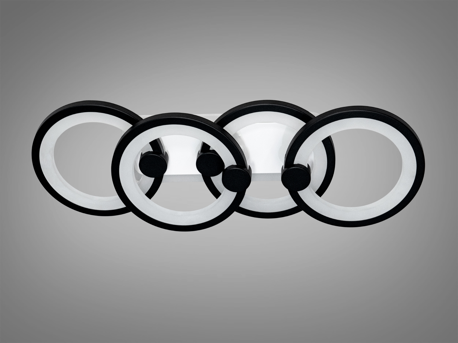 Стельова LED люстра кільця чорна 65Вт 4 кільця