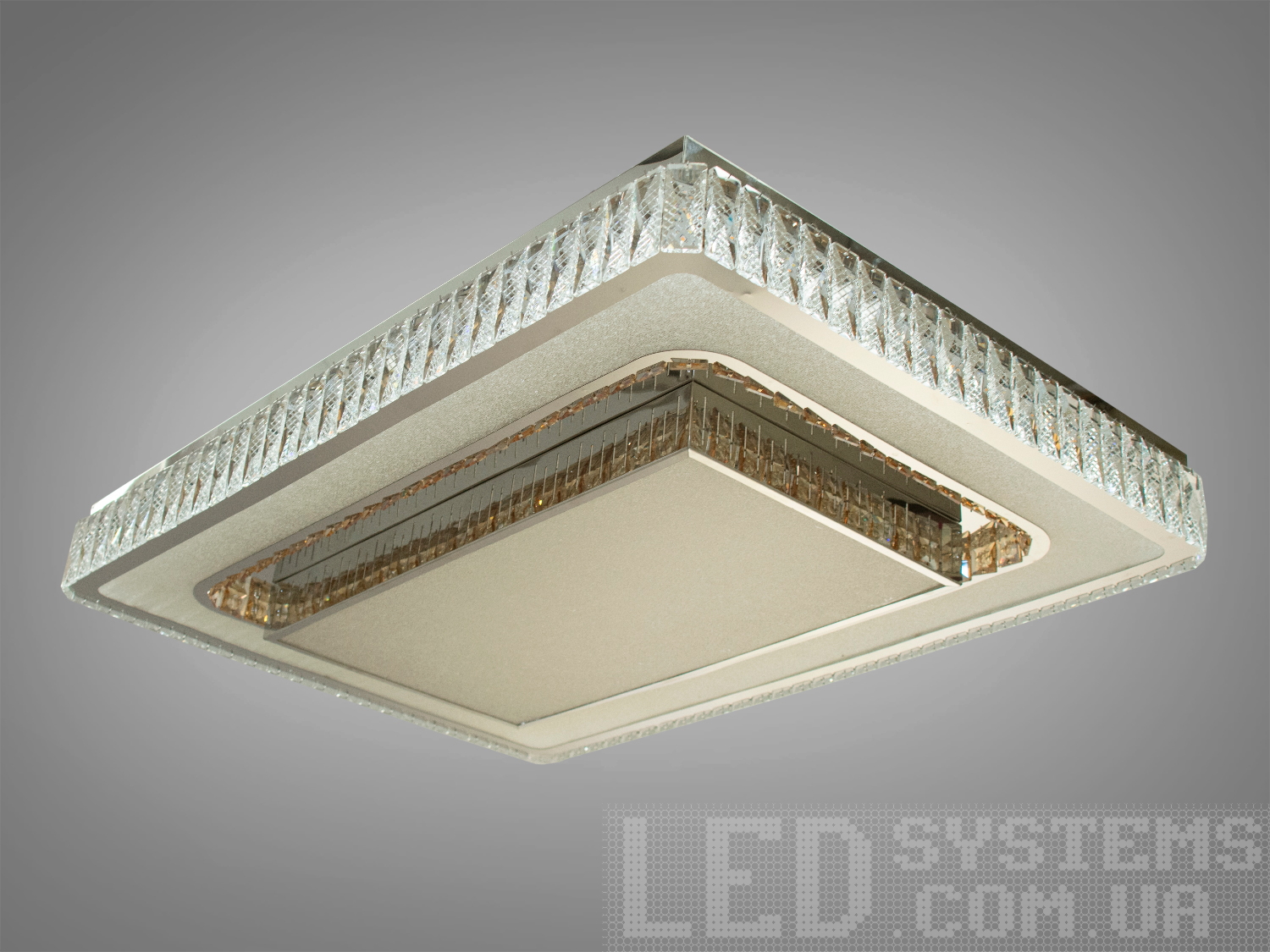 Красива кришталева LED люстра для їдальні, колір хром, 80W на 14м2