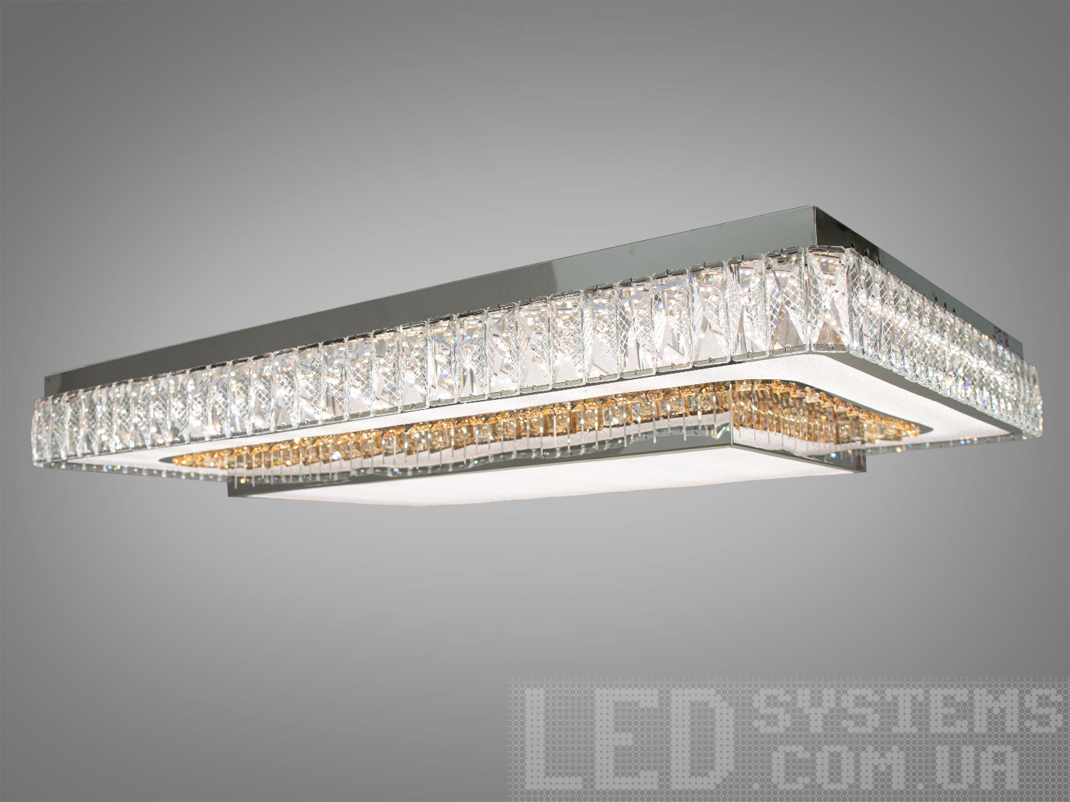 Красива кришталева LED люстра для їдальні, колір хром, 80W на 14м2