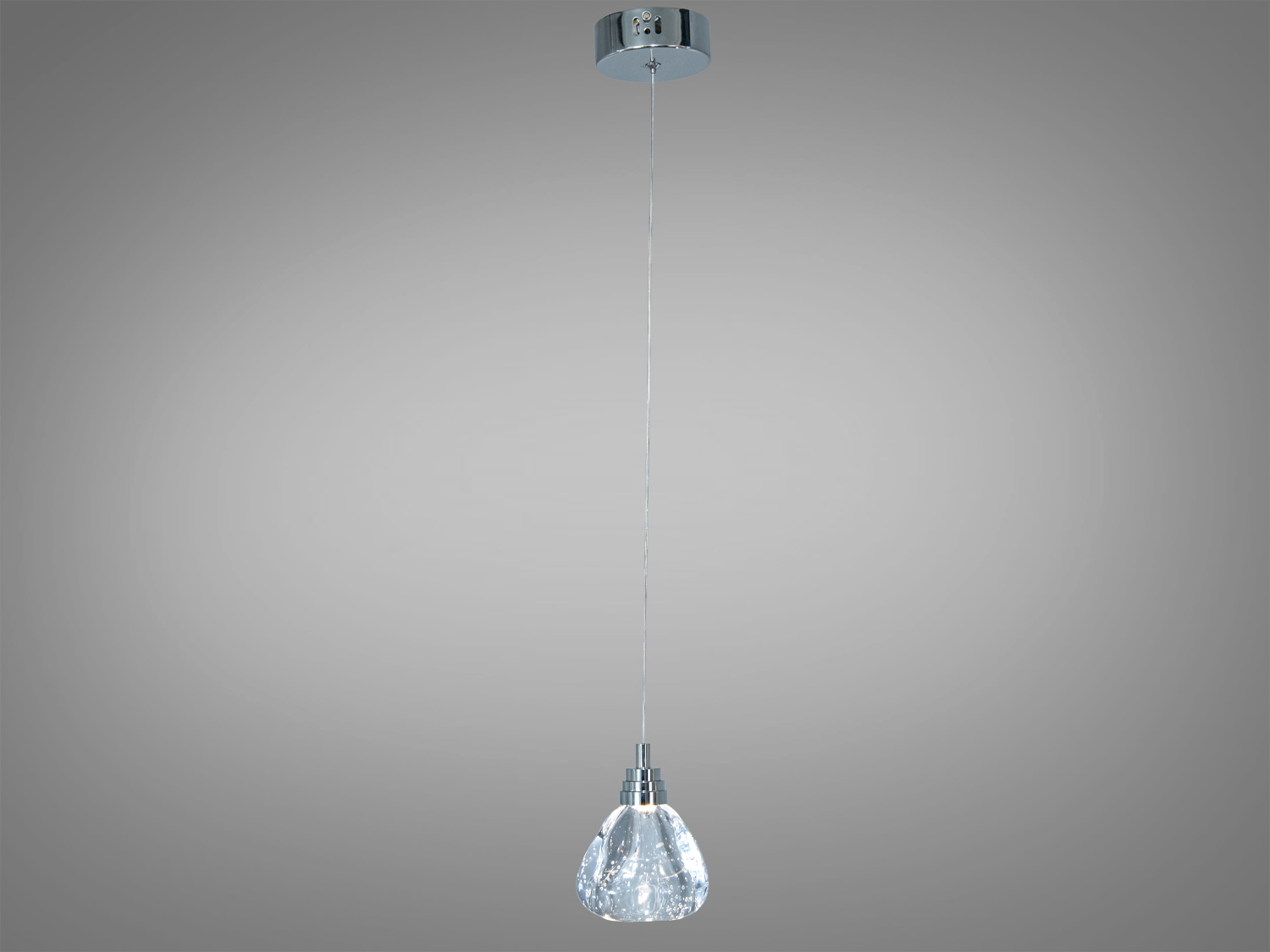 Підвісний світильник з довгим кабелем, що дозволяє регулювати висоту. Акриловий плафон з бульбашками створює унікальний світловий ефект.