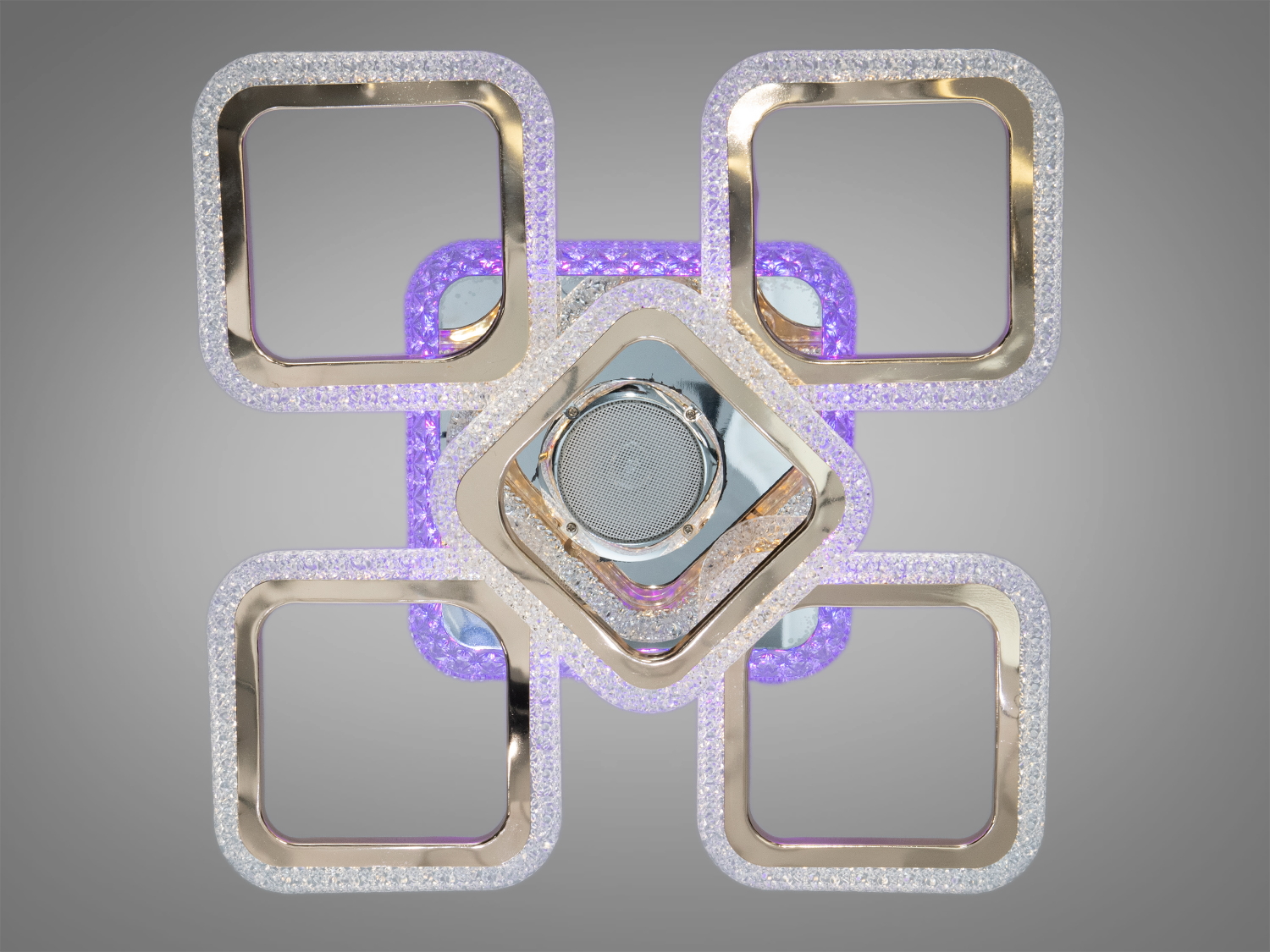 Світильник з блакитним підсвічуванням, квадратна форма, дзеркальна основа, для спальні, стельовий монтаж.