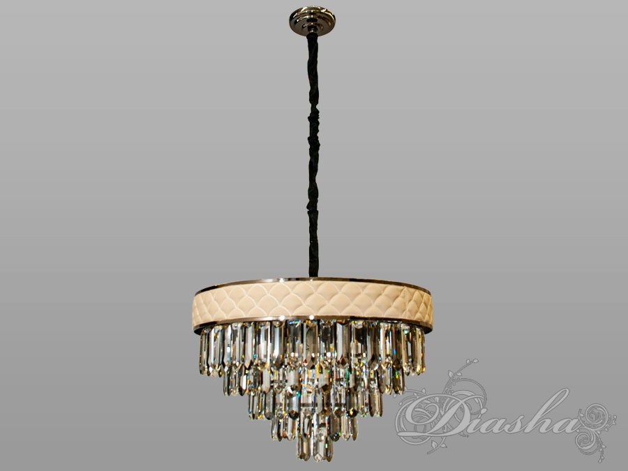 Витончена, естетично приваблива, гармонійна кришталева люстра на 12 ламп, діаметром 60 см, колір: чорний хром+білий