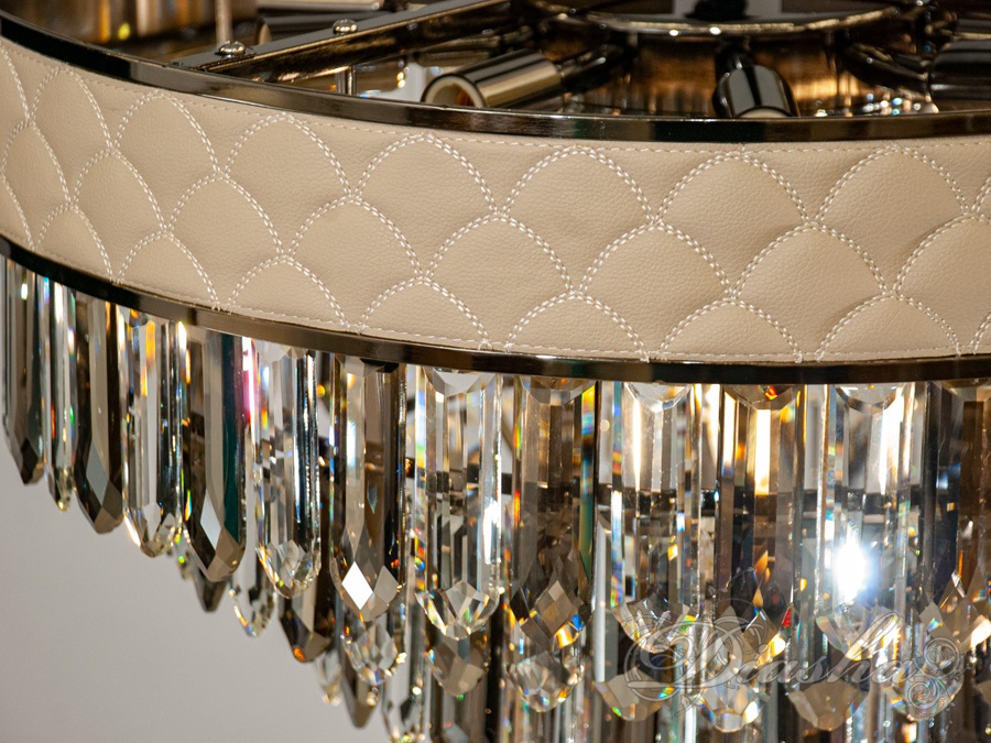 Витончена, естетично приваблива, гармонійна кришталева люстра на 12 ламп, діаметром 60 см, колір: чорний хром+білий