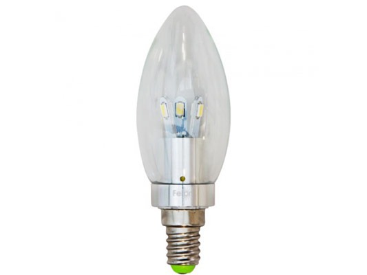 Ця лампа у вигляді свічки здатна перетворити й прикрасити будь-яку люстру, а можливо, і весь інтер'єр! За освітленості відповідає лампі розжарювання 40 Вт і призначається для заміни стандартної лампи розжарювання Е14. Світлодіодні лампи служать мінімум в 10 разів довше, і споживають на 90% менше енергії в порівнянні зі звичайними лампами розжарювання. Також великою перевагою світлодіодних ламп є більш розсіяне і рівномірне світло, у порівнянні з звичайними лампами. LED лампи здатні випромінювати тільки видимий спектр світла і абсолютно не містять ртуті, що й відрізняє їх від «економок», небезпечних для здоров'я людини. Світлодіодні лампи пожежобезпечні, оскільки вони не нагріваються і можуть використовуватися в натяжних стелях.