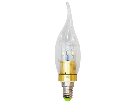 Немов язичок полум'я, виглядає ця оригінальна світлодіодна лампа. Її величезним перевагою є більш розсіяне та рівномірне світло, у порівнянні зі звичайними лампами. За своєю освітленості відповідає лампі розжарювання 40 Вт і призначається для заміни стандартної лампи розжарювання Е14. Світлодіодні лампи пожежобезпечні, оскільки вони не нагріваються і можуть використовуватися в натяжних стелях. Світлодіодні лампи служать мінімум в 10 разів довше, і споживають на 90% менше енергії, в порівнянні із звичайними лампами розжарювання. LED лампи випромінюють тільки видимий спектр світла і зовсім не містять ртуті, чим вигідно відрізняються від «економок», небезпечних для здоров'я людини.