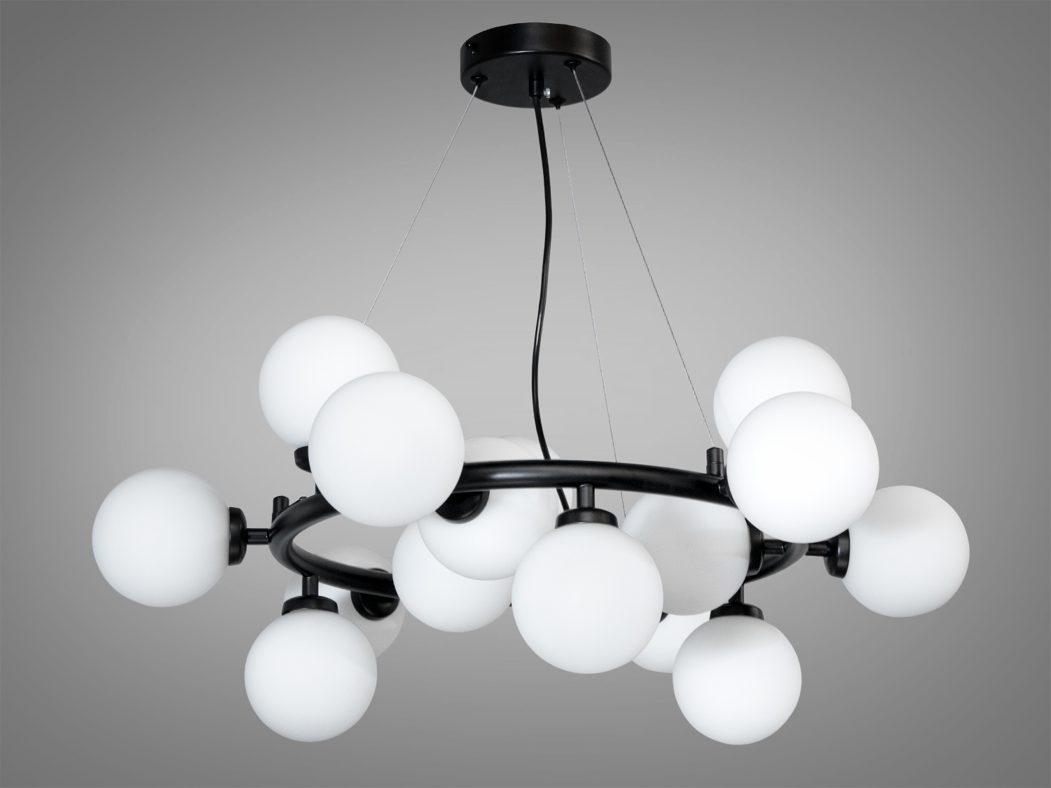 Підвісний світильник Diasha LQ7063 чорний з матовими плафонами — стильний вибір для сучасного інтер′єру, ідеальний для вітальні або кухні.