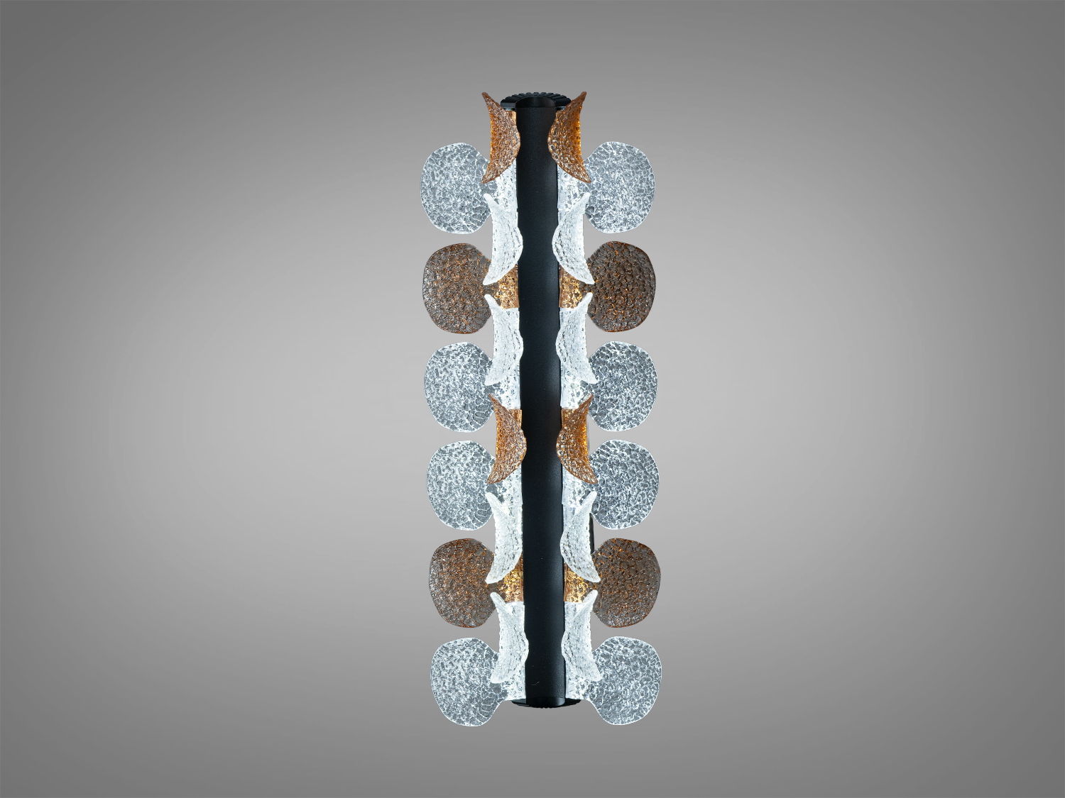 Світильник з акриловими елементами, що нагадують листя, підходить для монтажу на стіну, забезпечує м’яке розсіяне світло.