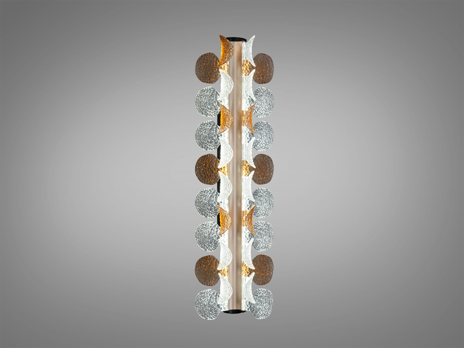 Вертикальний світильник зі акриловимии пелюстками, що відбивають світло. Підходить для освітлення вітальні або спальні.