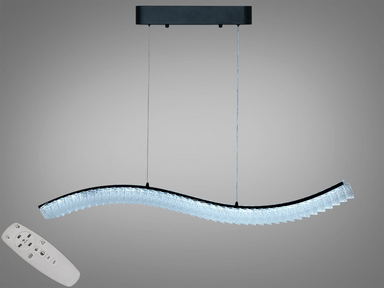 Підвісна LED люстра Diasha, шампань, 55 Вт, ~3025 лм. Три режими 3200/4100/6500K, пульт і настінний вимикач, регульована висота. Для площ до 10 м².