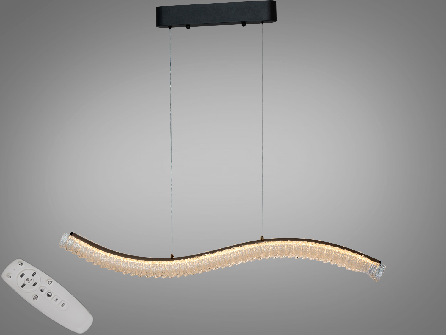 Підвісна LED люстра Diasha, шампань, 55 Вт, ~3025 лм. Три режими 3200/4100/6500K, пульт і настінний вимикач, регульована висота. Для площ до 10 м².