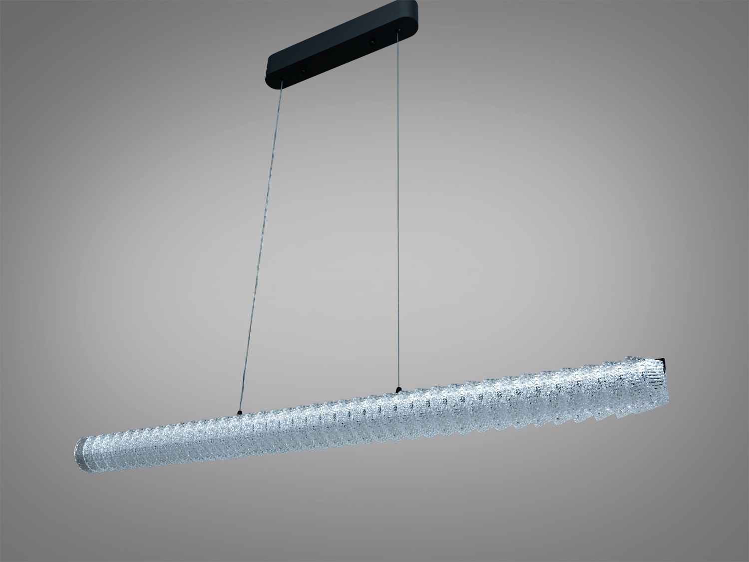 Підвісний світильник з хвилястим дизайном, прикрашений текстурованими акриловими елементами. Підходить для монтажу в сучасних приміщеннях.