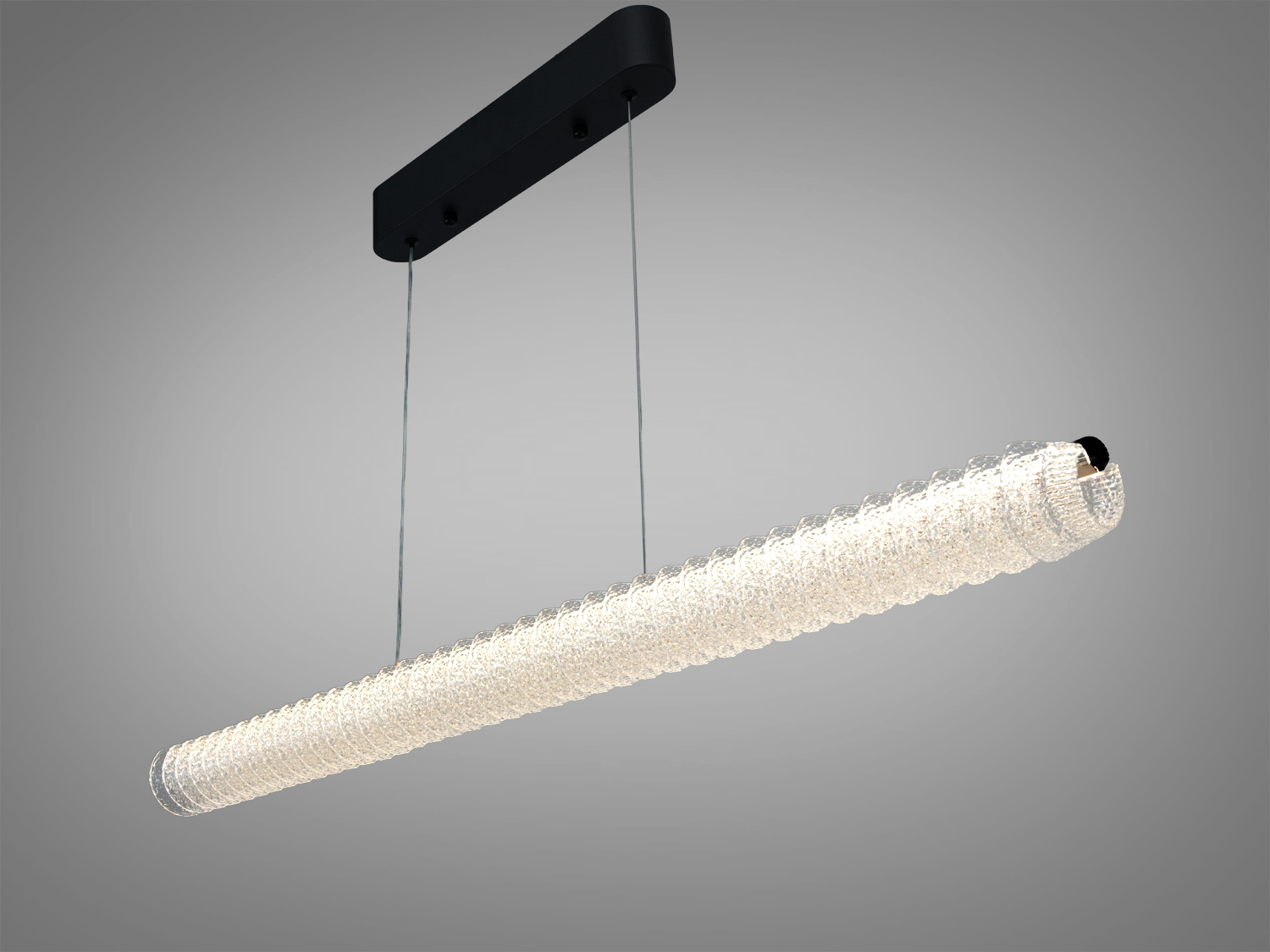 Підвісний світильник з хвилястим дизайном, прикрашений текстурованими акриловими елементами. Підходить для монтажу в сучасних приміщеннях.