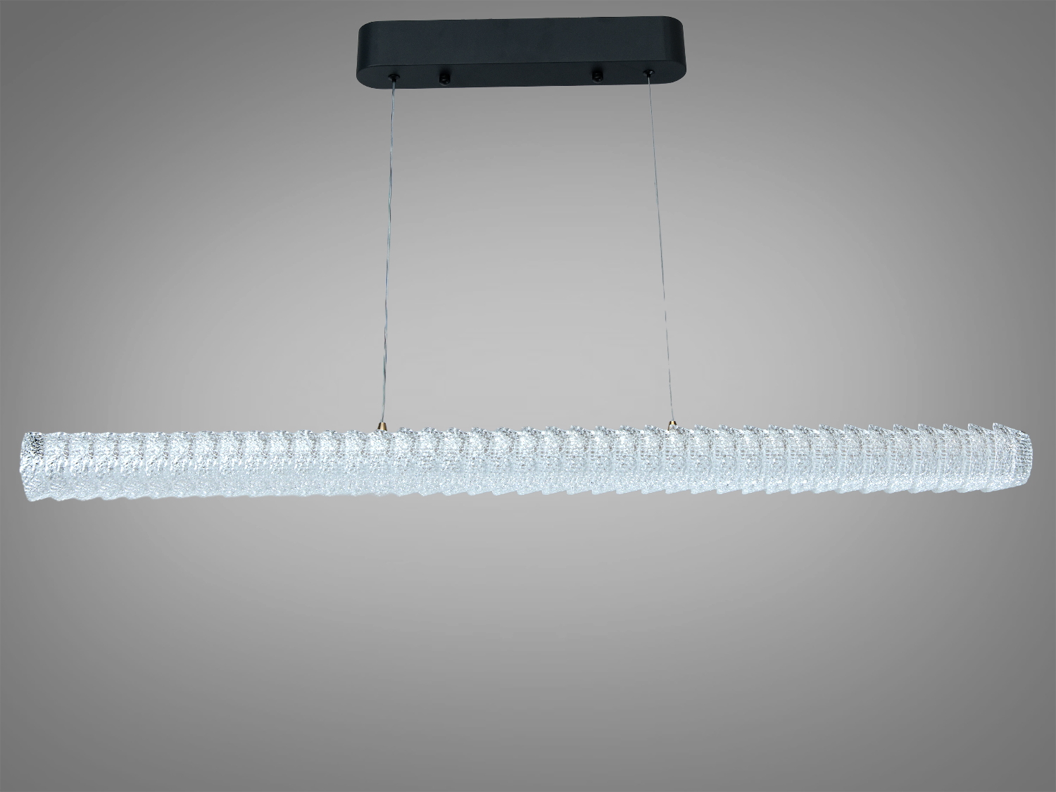 Підвісний світильник хвилястої форми, з текстурованими акриловими елементами, що створюють м′яке освітлення. Ідеальний для сучасного інтер′єру.