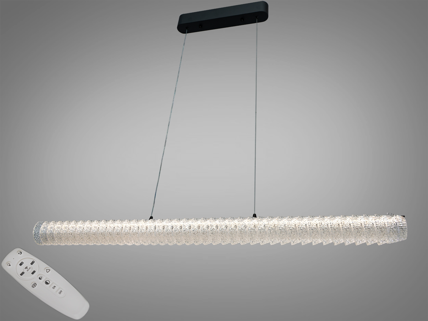 Підвісна LED люстра Diasha, шампань, 55 Вт, ~3025 лм. Три режими 3200/4100/6500K, пульт і настінний вимикач, регульована висота. Для площ до 10 м².