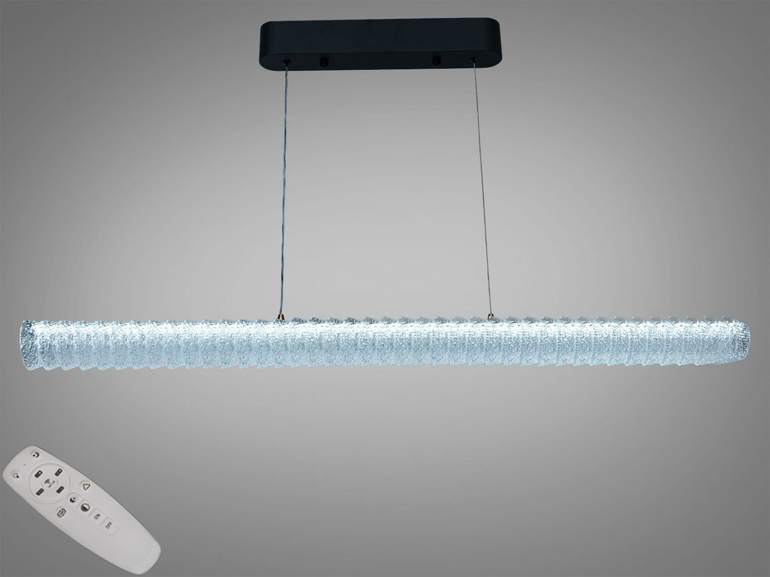 Підвісна LED люстра Diasha, шампань, 55 Вт, ~3025 лм. Три режими 3200/4100/6500K, пульт і настінний вимикач, регульована висота. Для площ до 10 м².