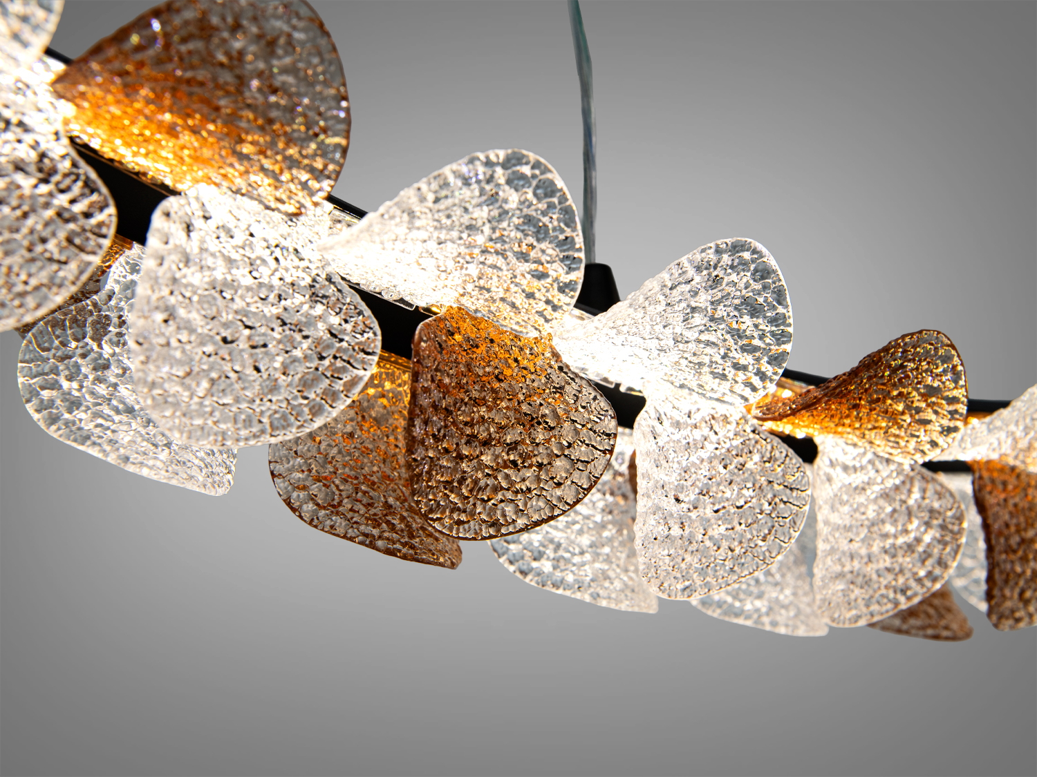 Підвісна LED люстра хвиляста чорна 55Вт з пультом