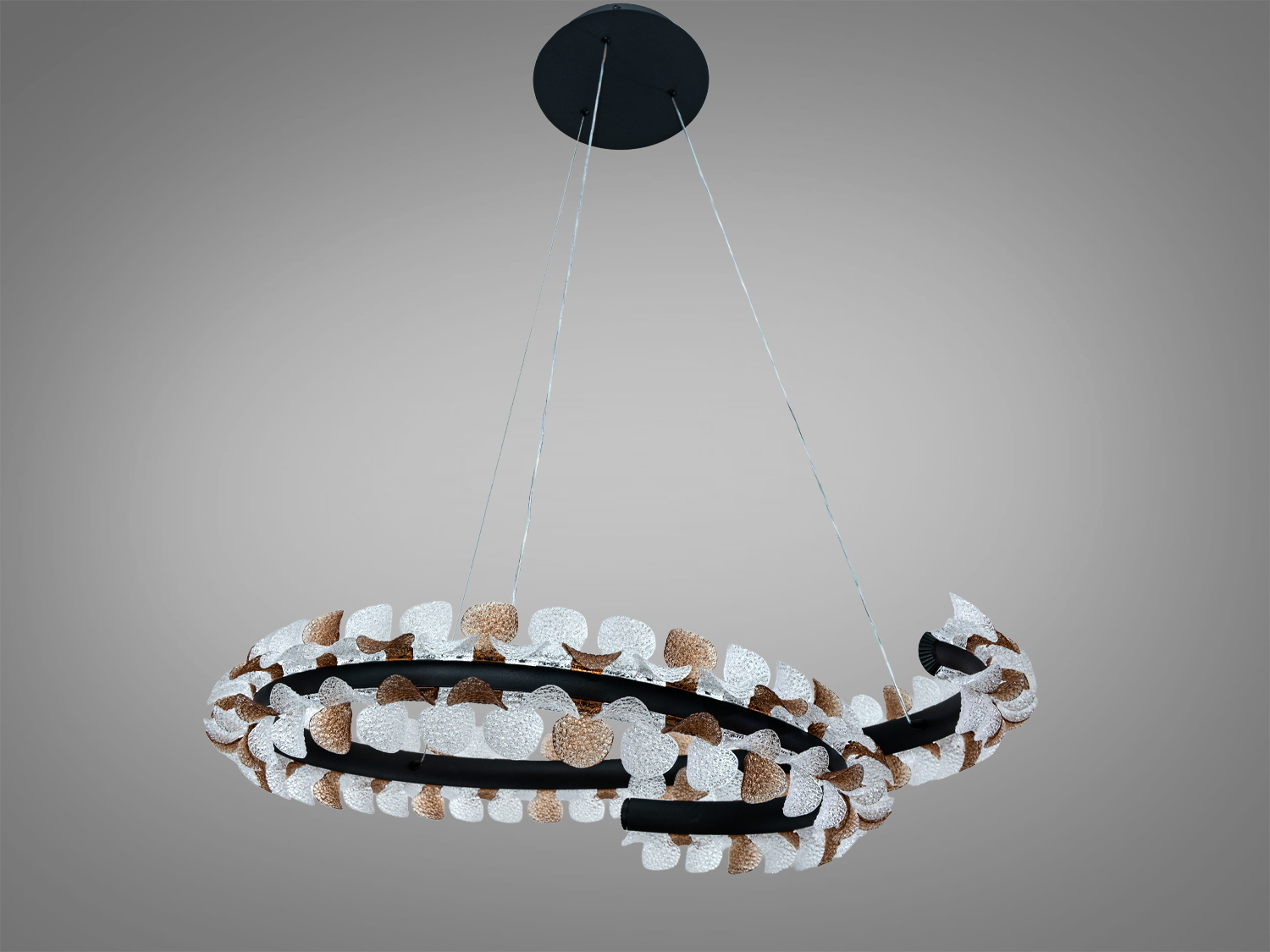 Люстра LED підвісна з пультом чорна 130 Вт 22 м²