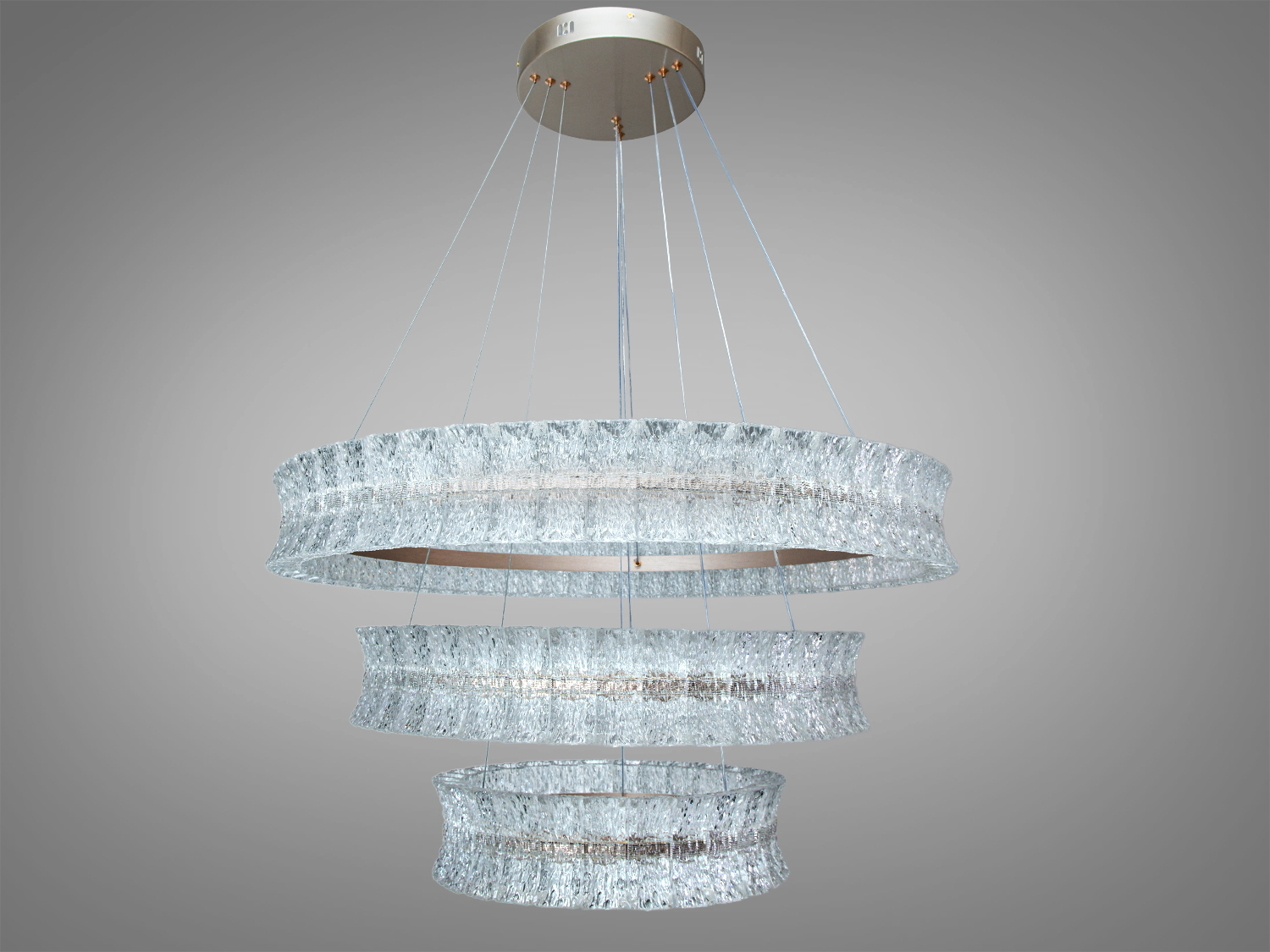 Світлодіодна підвісна люстра 3 кільця біла 105Вт