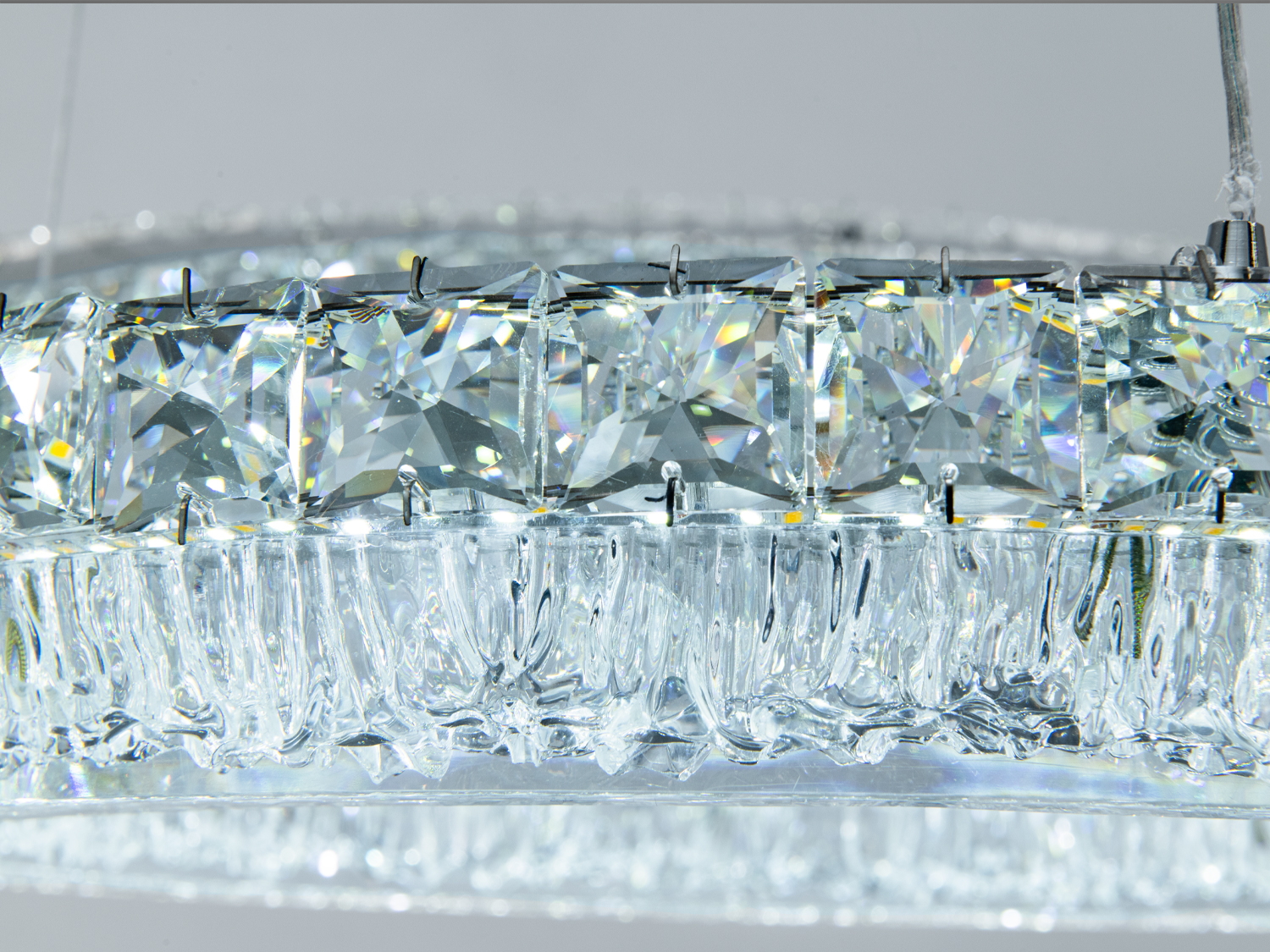 Підвісна LED люстра хром 2 кільця 152W пульт