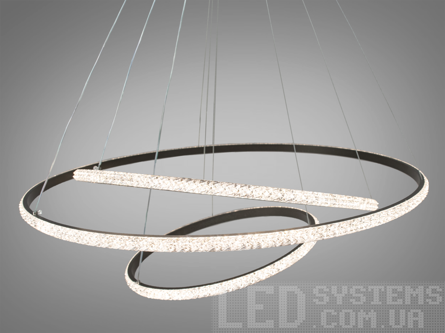 Розкішна LED люстра з димером потужністю 150W, чорного кольору
