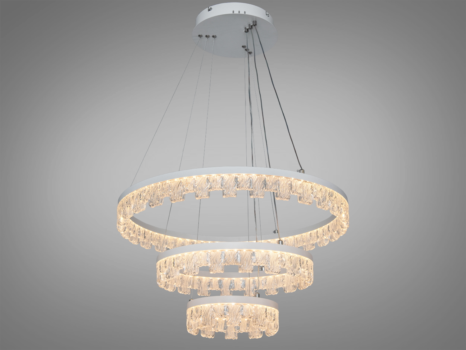 Світлодіодна люстра Diasha біла 3 кільця 105 Вт