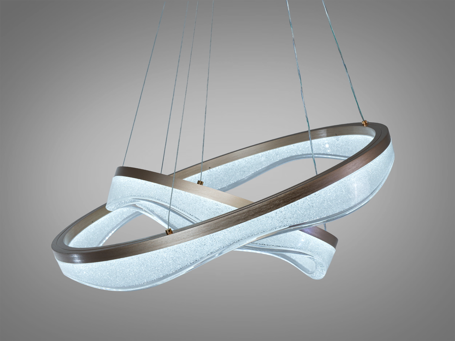 Підвісна люстра з холодним світлом, три акрилові кільця з хвилястими краями, ідеальна для офісних просторів, створює сучасну атмосферу.