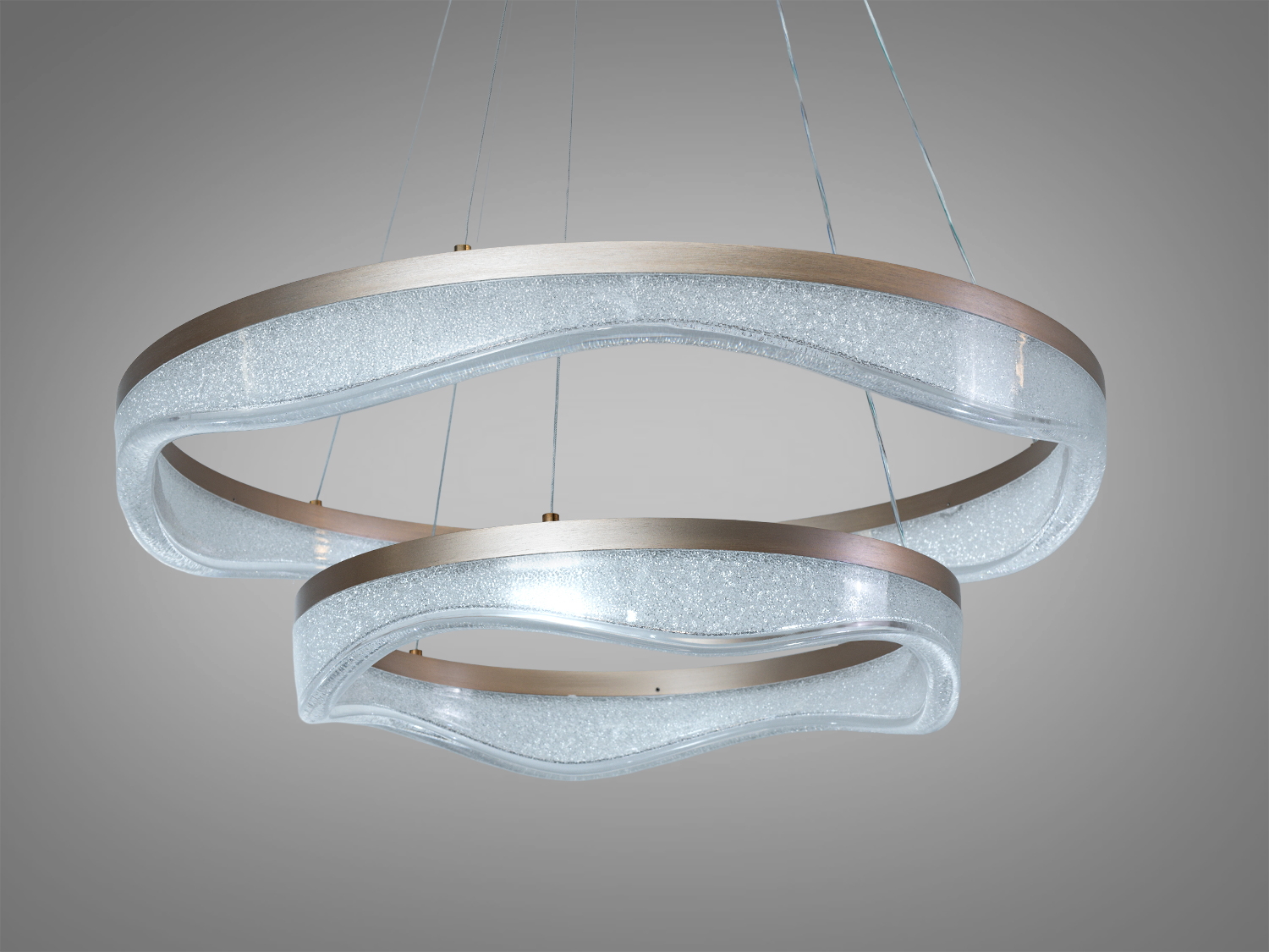 Підвісна LED люстра з пультом шампань 122 Вт