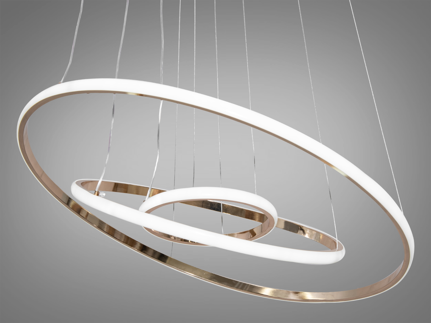 Підвісна лед люстра для спальні з пультом, димером, 90 Вт, золото