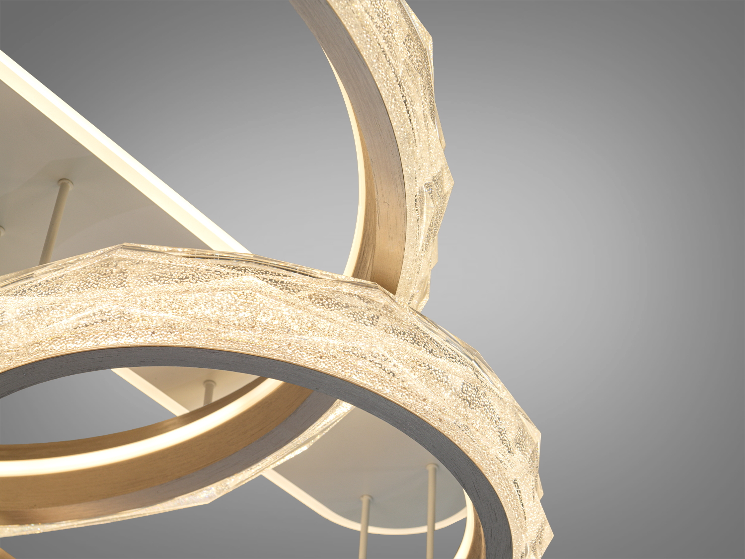 Люстра стельова LED Diasha шампань 90W пульт 2 кільця