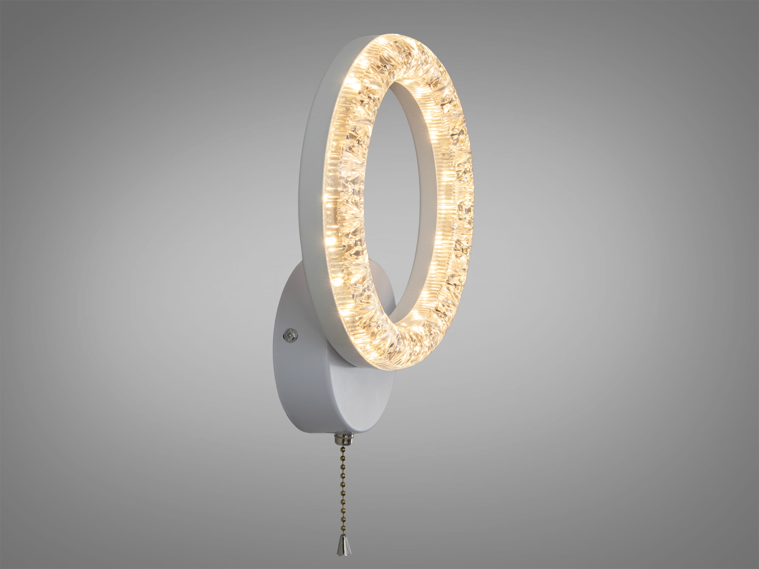 Настінний світильник з теплим LED світлом, що створює затишну атмосферу. Підходить для спальні або вітальні.