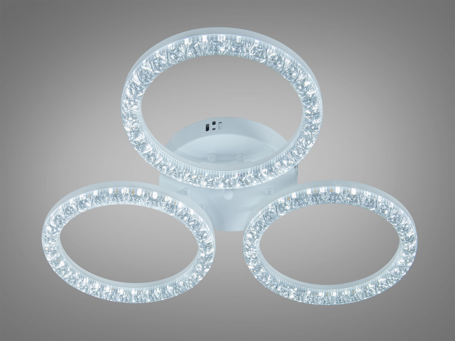 Стельова LED люстра кільця Diasha MX4770, біла, 65 Вт, три кільця, акрил, без пульта. Підходить для кімнат до ~11 м² з рівномірним загальним світлом.