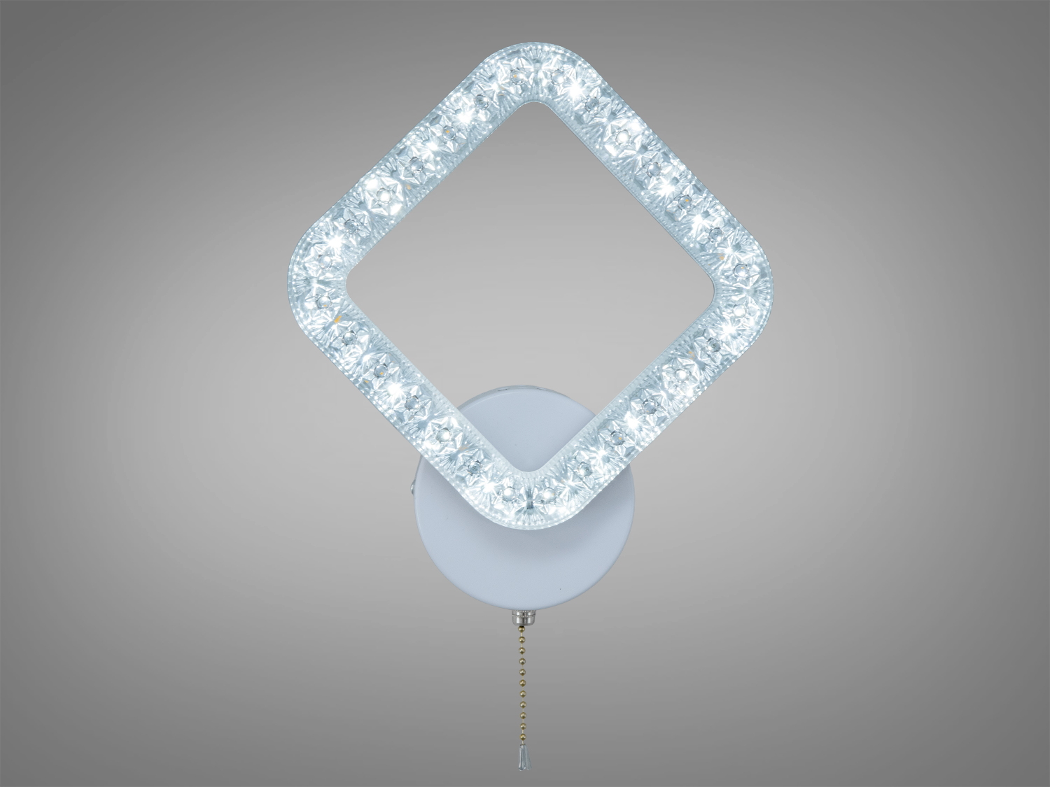 LED настінний світильник Diasha 17 Вт у білому кольорі. Керування ланцюжком, зміна CCT 3200/4100/6000K через вимикач, акриловий плафон, металевий корпус.