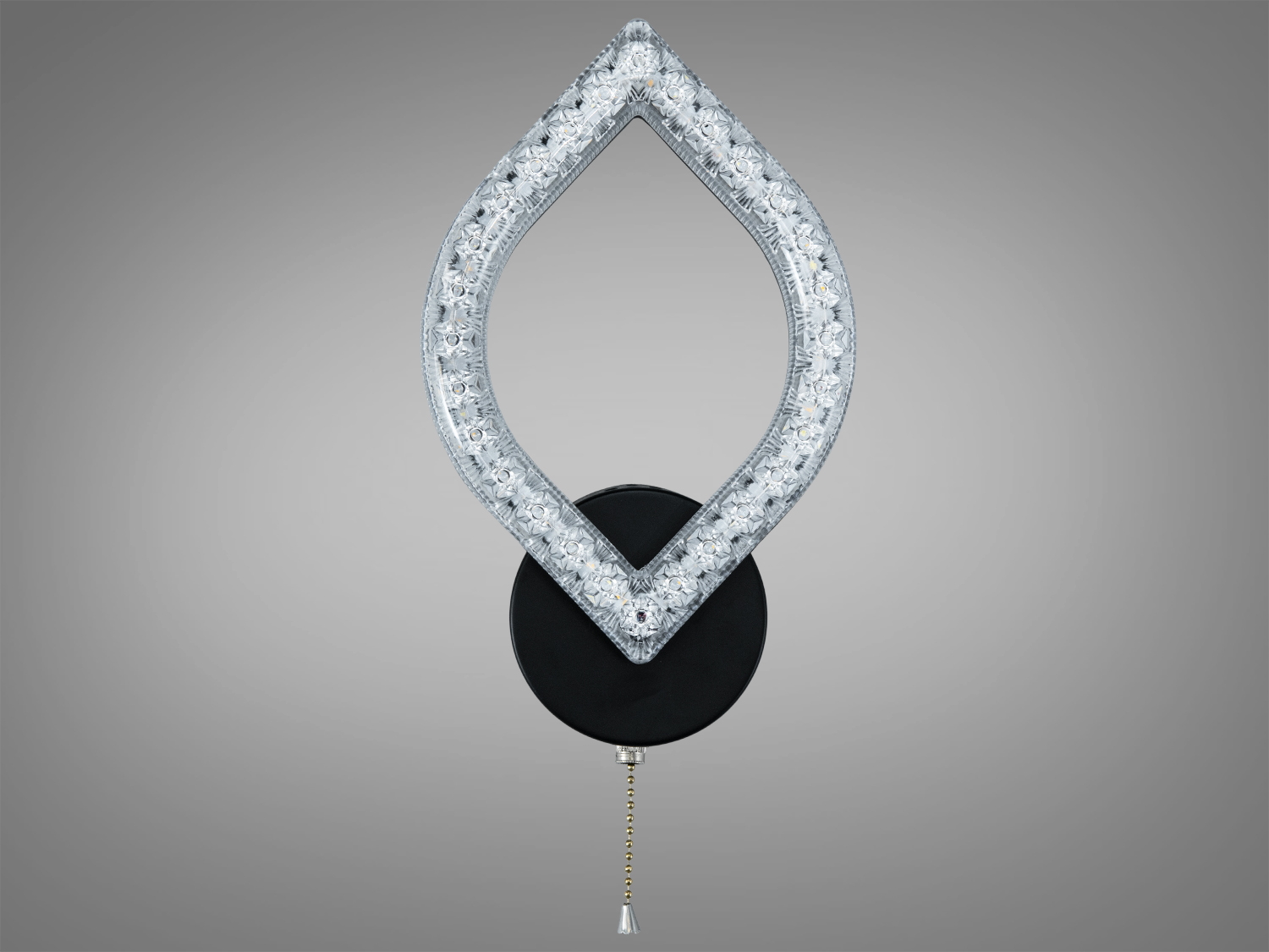 Чорне настінне LED бра 17 Вт із ланцюжком‑вимикачем і перемиканням кольору світла 3200/4100/6000 K. Підходить для спальні, готелів і зон читання.