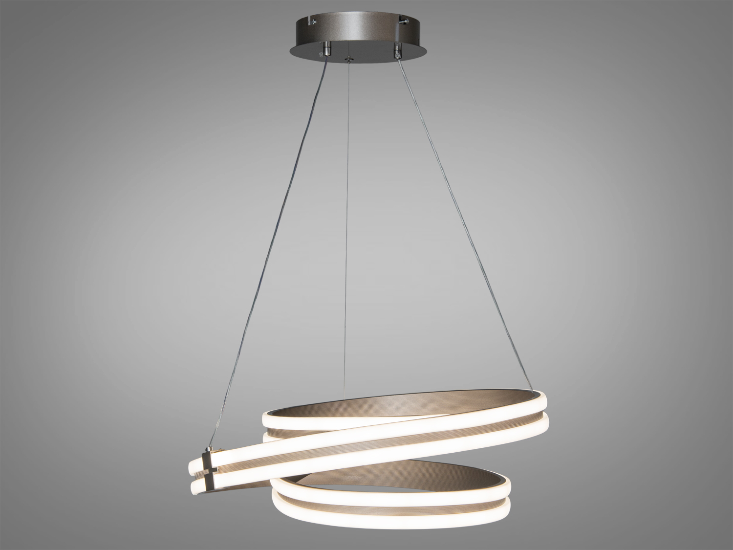 Світильник з двома кільцями, підвісний монтаж. Виконаний у мінімалістичному стилі, підходить для спальні.