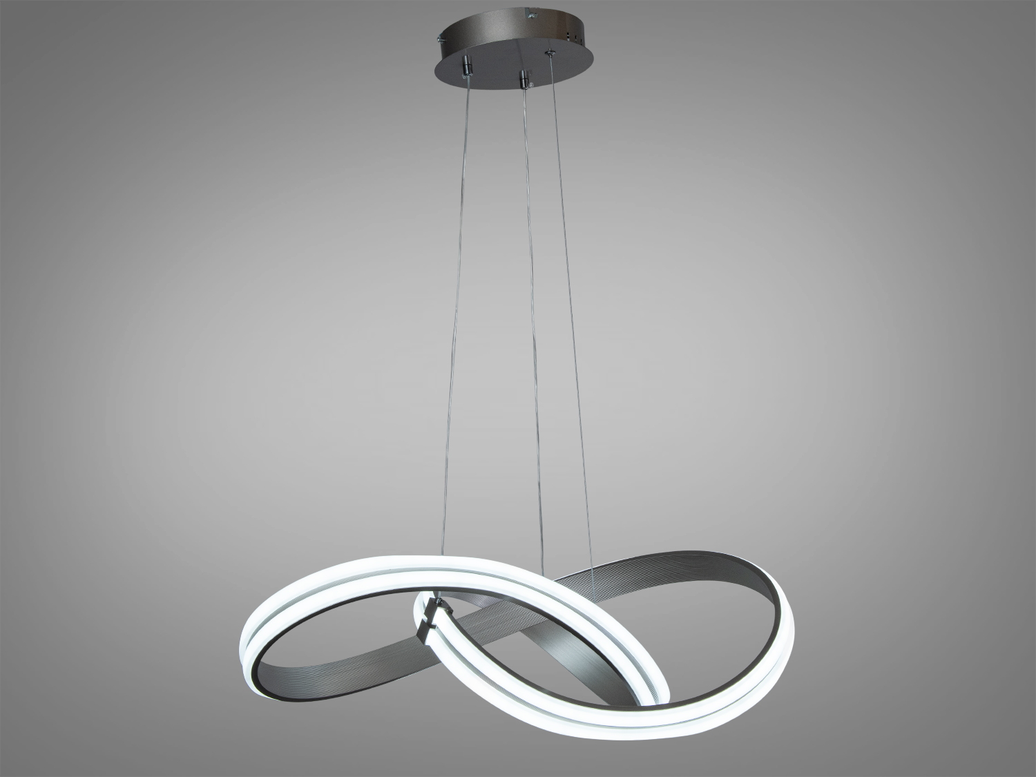 Дизайнерський світильник у формі нескінченності, підходить для офісних приміщень.