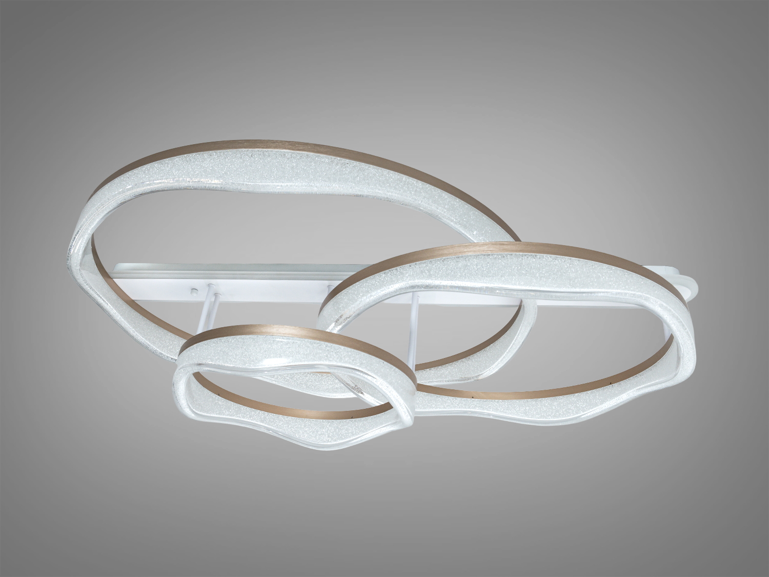 Світильник з хвилястими акриловими кільцями, що додають динаміки. Виготовлений з металу, підходить для мінімалістичного інтер′єру.